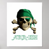 Funny Irish Piratenflagge Pirate Skull ARR-ISH Poster (Vorne)