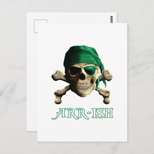 Funny Irish Piratenflagge Pirate Skull ARR-ISH Postkarte (Vorne/Hinten)