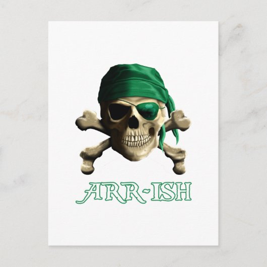 Funny Irish Piratenflagge Pirate Skull ARR-ISH Postkarte (Vorderseite)
