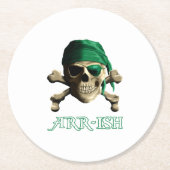 Funny Irish Piratenflagge Pirate Skull ARR-ISH Runder Pappuntersetzer (Vorderseite)