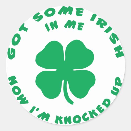 Funny Irish Pregnant Maternity Runder Aufkleber (Vorderseite)