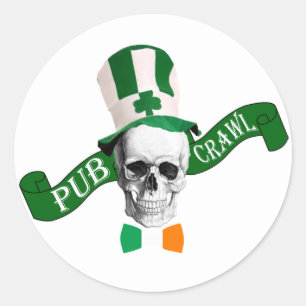 Funny Irish Pub Crawl Runder Aufkleber