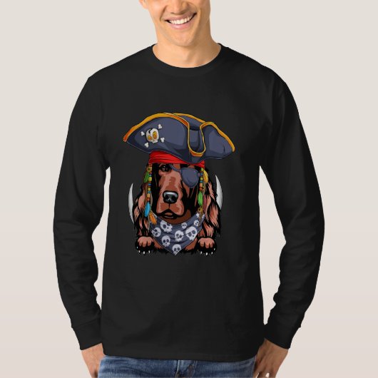 Funny Irish Setter Hund in Piratenhut mit zwei Sch T-Shirt (Vorderseite)