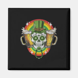 Funny Irish Skull St Patricks Day Beer Leprechaun Magnet