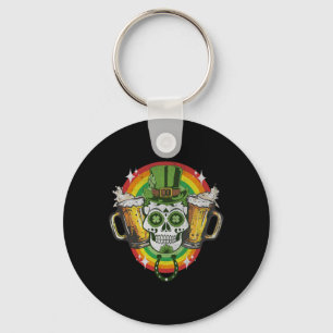 Funny Irish Skull St Patricks Day Beer Leprechaun Schlüsselanhänger
