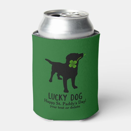 Funny Irish St. Patrick's Day Black Lab Lucky Dog Dosenkühler (Kanne Vorderseite)