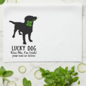 Funny Irish St. Patrick's Day Black Lab Lucky Dog Küchentuch (Gefaltet)