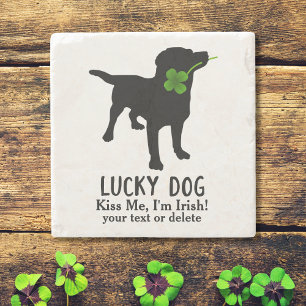 Funny Irish St. Patrick's Day Black Lab Lucky Dog Steinuntersetzer