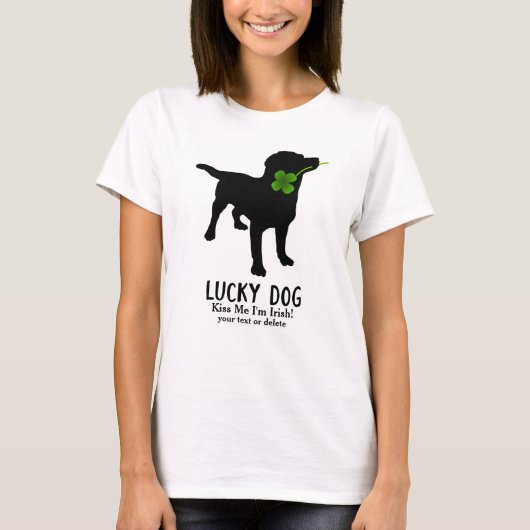 Funny Irish St. Patrick's Day Black Lab Lucky Dog T-Shirt (Vorderseite)