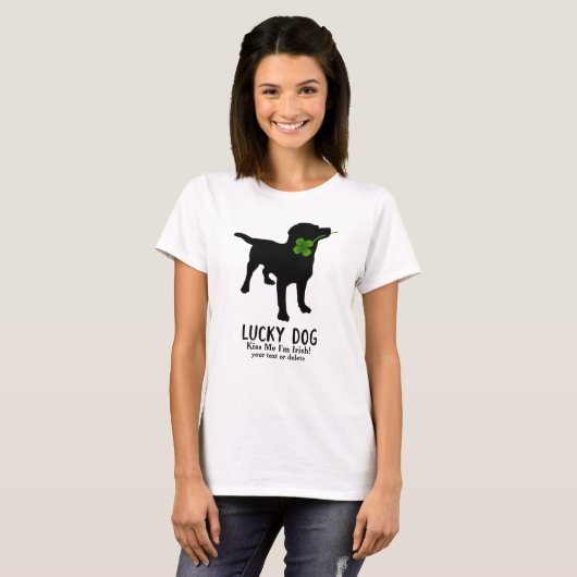 Funny Irish St. Patrick's Day Black Lab Lucky Dog T-Shirt (Vorne ganz)