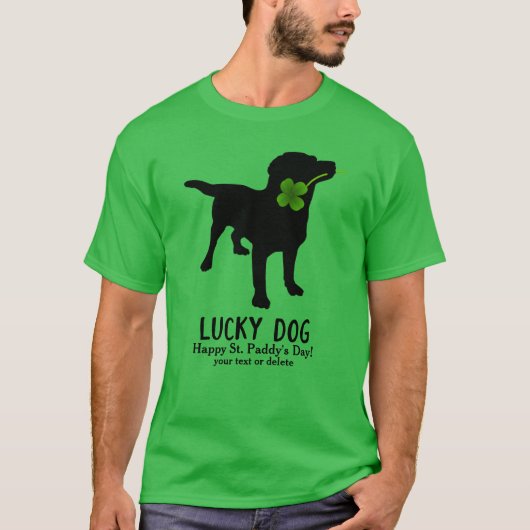 Funny Irish St. Patrick's Day Black Lab Lucky Dog T-Shirt (Vorderseite)