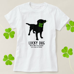 Funny Irish St. Patrick's Day Black Lab Lucky Dog T-Shirt