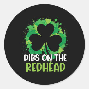 Funny Irish St Patricks Day Kleeblatt Dibs On R Runder Aufkleber
