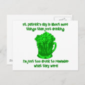 Funny Irish St Patricks Drinks Postkarte (Vorne/Hinten)