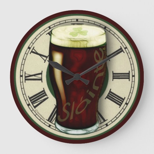 Funny Irish Stout Wall Clock Große Wanduhr (Vorderseite)