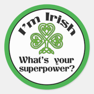 Funny Irish Superpower Kleeblatt Runder Aufkleber