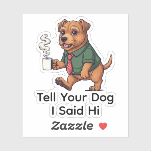 Funny Irish Terrier Dog Business Suit Coffee  Aufkleber (Blatt)