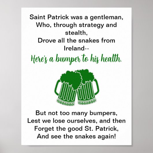 Funny Irish Toast St. Patrick's Day Poster (Vorne)