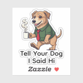 Funny Irish Wolfhound Dog Business Suit Coffee  Aufkleber