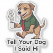 Funny Irish Wolfhound Dog Business Suit Coffee  Aufkleber (Vorderseite)