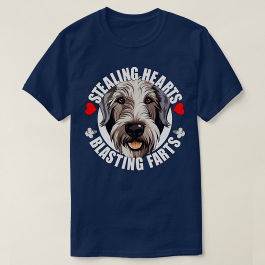 Funny Irish Wolfhound Stealing Hearts Blade Far T-Shirt (Design vorne)