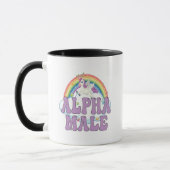 Funny Ironic Alpha Male Unicorn Regenbogen Magisch Tasse (Links)