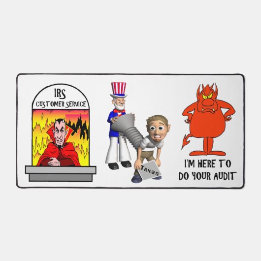 Funny IRS Joke Taxday Spaß Humors Devil Audit Schreibtischunterlage (Vorderseite)