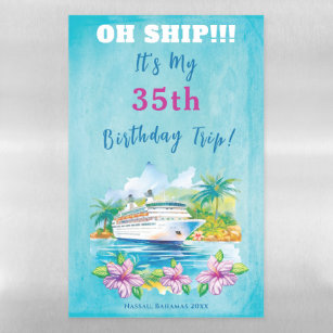 Funny Island Beach Birthday Cruise Ship Door Magnetisches Trockenlöschblatt