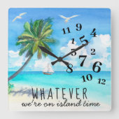 Funny Island Time Clock Quadratische Wanduhr (Vorderseite)