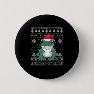 Funny Ison Dart Frog Ugly Christmas Sweater Santa Button