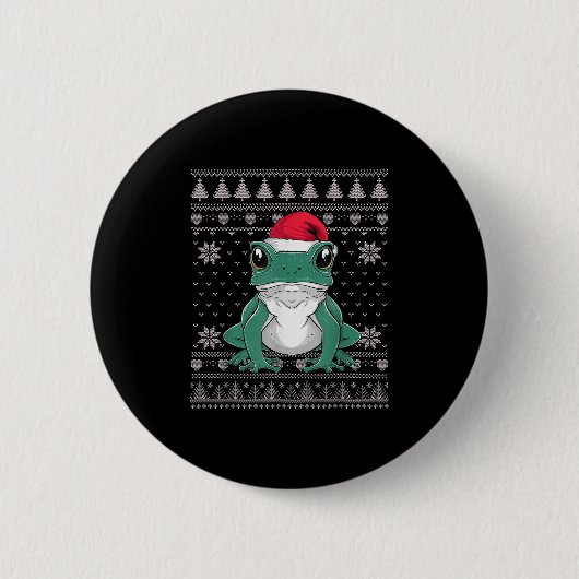 Funny Ison Dart Frog Ugly Christmas Sweater Santa Button (Vorderseite)