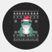 Funny Ison Dart Frog Ugly Christmas Sweater Santa Runder Aufkleber (Vorderseite)