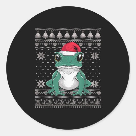 Funny Ison Dart Frog Ugly Christmas Sweater Santa Runder Aufkleber (Vorderseite)