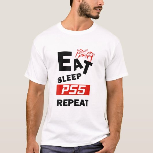 Funny isst Sleep PS5 Wiederholung Geschenk für Lov T-Shirt (Vorderseite)