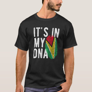 Funny ist es in meiner DNA Guyana Fahne Fingerprin T-Shirt