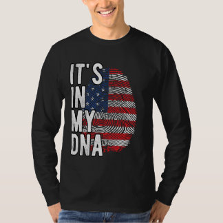 Funny ist es in meiner DNA USA Flagge Fingerprint T-Shirt