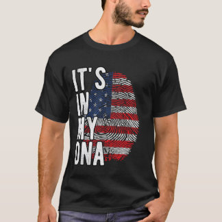 Funny ist es in meiner DNA USA Flagge Fingerprint T-Shirt