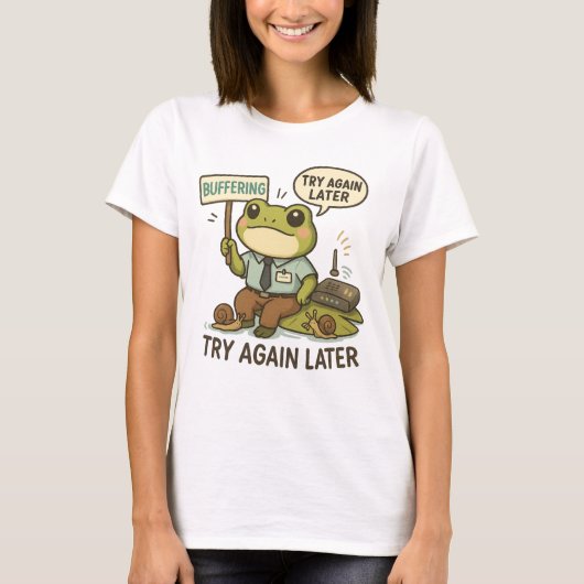 Funny IT Frog T - Shirt - "Buffering" Technischer  (Vorderseite)