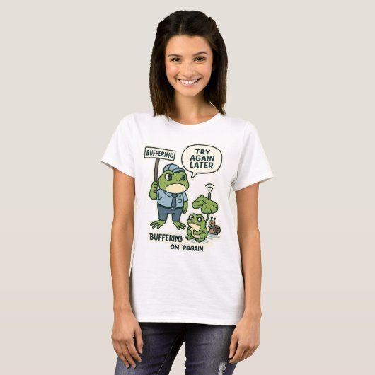 Funny IT Frog T - Shirt - "Buffering" Technischer  (Vorne ganz)