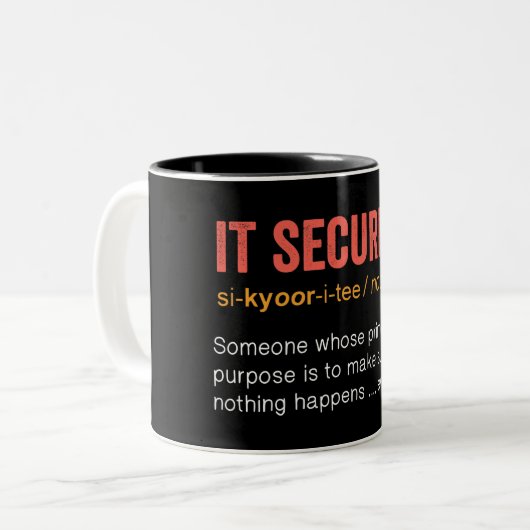 Funny IT Security Definition Zweifarbige Tasse (Vorderseite Links)