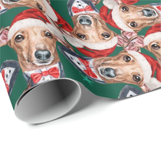 Funny Italian Greyhound Christmas Pattern Geschenkpapier (Rolleneckpunkt)