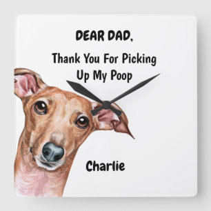 Funny Italian Greyhound Dad Watercolor Canine Art  Quadratische Wanduhr