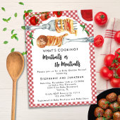 Funny Italian Pasta Meatballs Gender Reveal Party Einladung