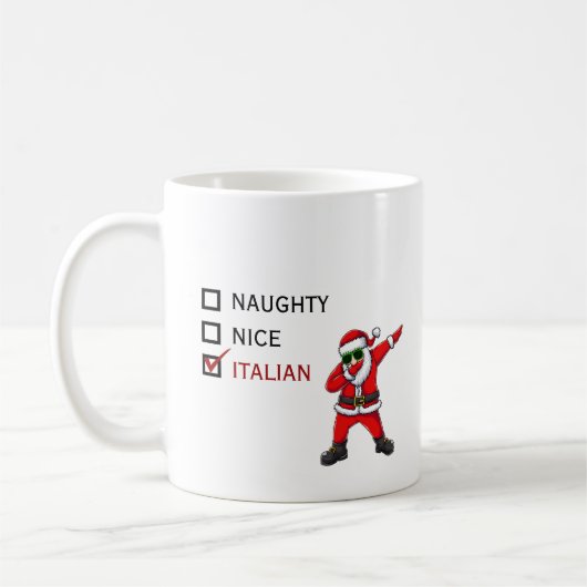 Funny Italian Santa naughty nice Kaffeetasse (Links)