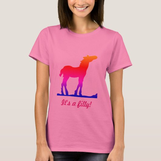 Funny "It's a Filly!" mit Foal Silhouette T-Shirt (Vorderseite)