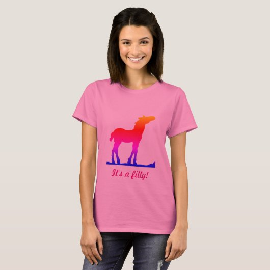 Funny "It's a Filly!" mit Foal Silhouette T-Shirt (Vorne ganz)