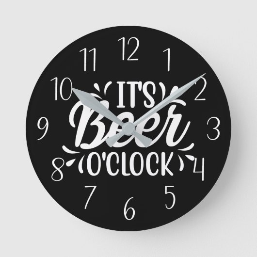 Funny It's Beer O'Clock Runde Wanduhr (Vorderseite)