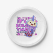 Funny "It's Boba Time Irgendwo" Pappteller (Vorderseite)