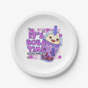 Funny "It's Boba Time Irgendwo" Pappteller