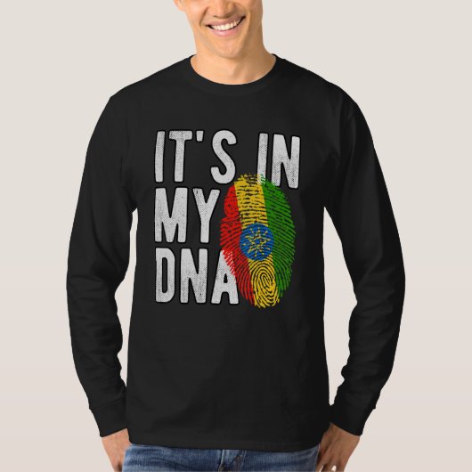 Funny it's in my DNA Ethiopia flag Fingerprint T-Shirt (Vorderseite)